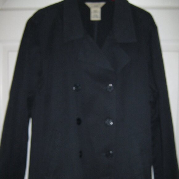L.L. Bean Navy 100% Brushed Cotton Pea Coat -  Women's XL - Picture 2 of 4